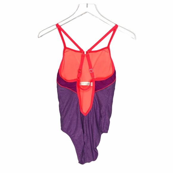 Speedo Heathered Clip Back One Piece Swim Purple 4 - Picture 3 of 11